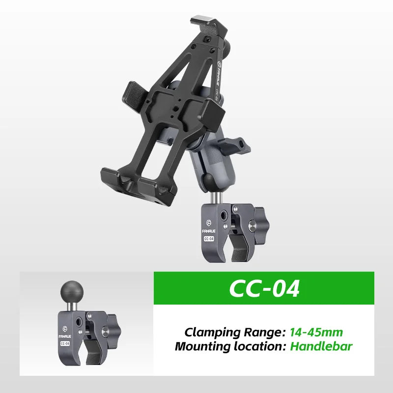 Motorcycle Phone holder 360° Rotating Adjustable Aluminum Alloy Handlebar Cell Clip for ATV/ UTV Bike Bicycle Motorbike