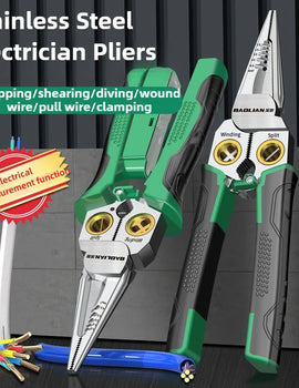 Multifunctional Wire Stripper Electrician's Pliers 8-in-1 Stainless Steel Needle-nose Pliers with Wire Measuring Hand Tools