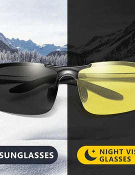 Aluminum Magnesium Polarized Sunglasses for Men Driving Day and Night Vision Glasses