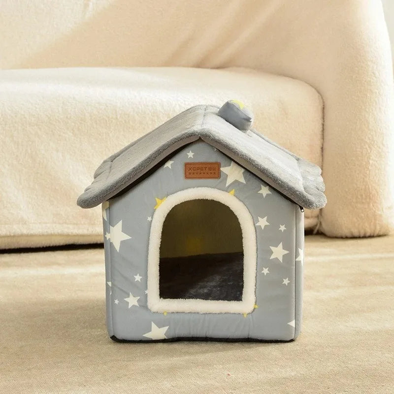 Removable Cover Plush Pet Bed Sofa gray for Dogs and Cats