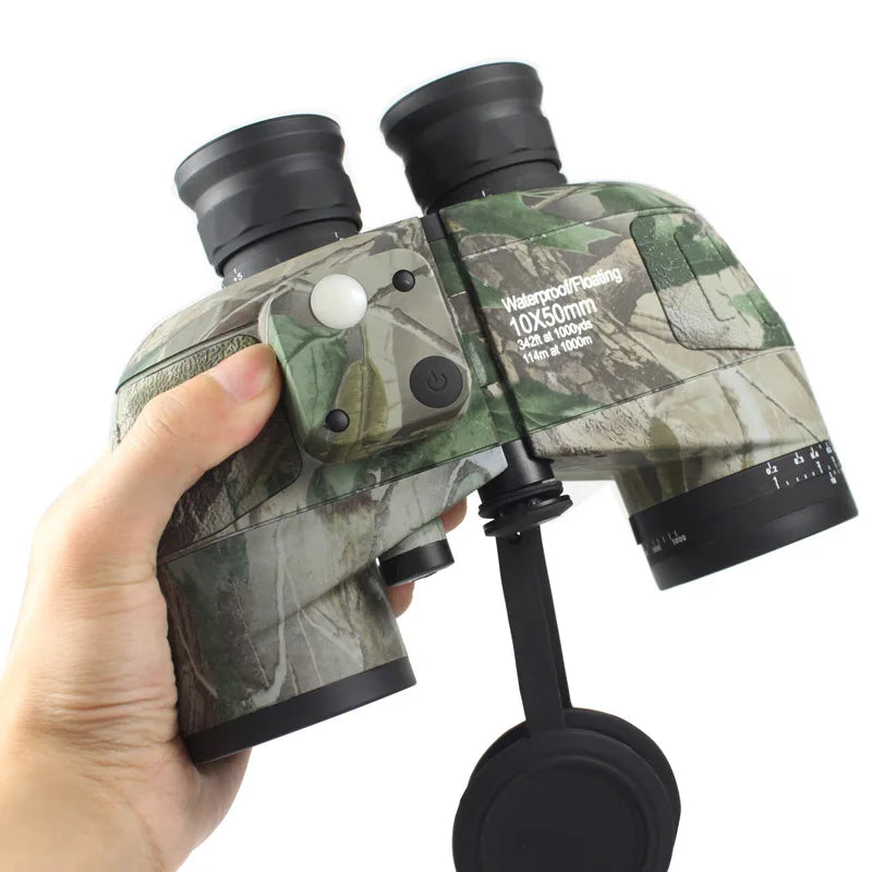 Professional Marine Binoculars 10x50 Nitrogen Waterproof Compass Rangefinder For Hunting Telescope High Power Hiking