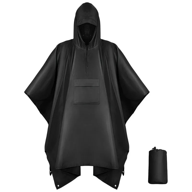 Three in One Tactical Camouflage Waterproof Rain Poncho with Hood