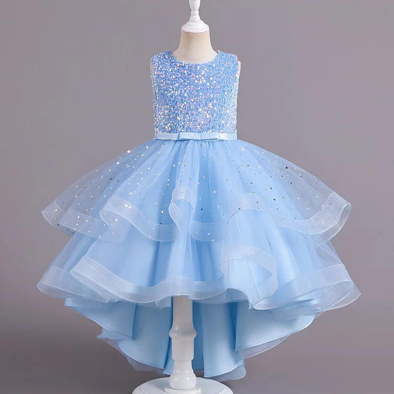 Sleeveless Ball Gown with Train Pageant and Recital Dress