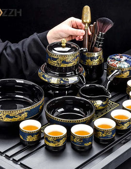 8 Pcs Household Ceramics Tea Pot Set Chinese Classical Ceramic Bone Teaset Gaiwan Porcelain Kung Fu Teapot Set For Gift