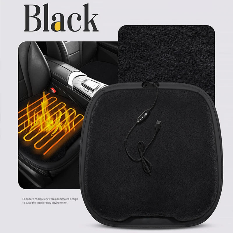 Heated Car Seat Cover USB 30' Fast Car Seat Heater Warm Plush Comfortable Heating Hot Car Seat Cushion Seat Heating Cover Pads