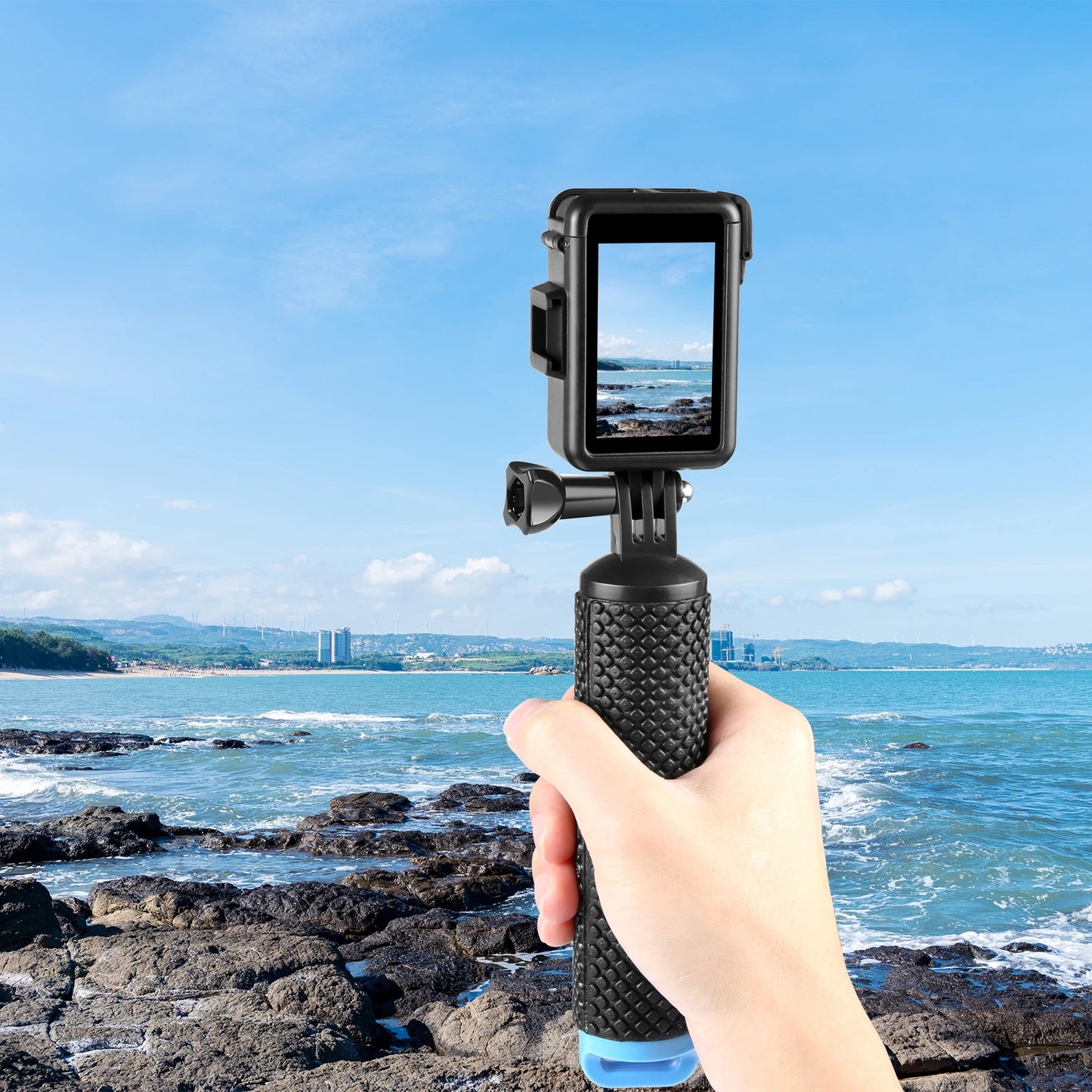 Vertical Protective Camera Frame with Cold Shoe Mounts for DJI Osmo Action Cameras