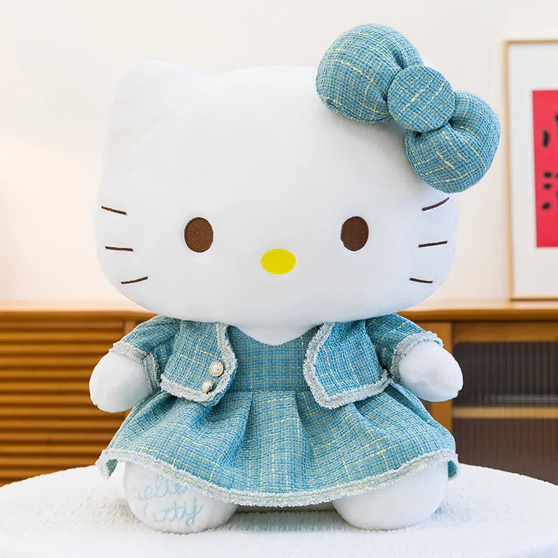 Sanrio Kawaii Hello Kitty Stuffed Doll Cute Princess Style KT Cat Plush Toy Anime Cartoon Kitten Doll for Kids Birthday Gift