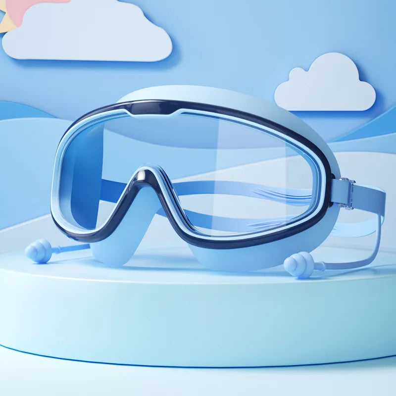 Swimming Goggles Big Frame HD View Anti-fog Waterproof 's Swim Goggles Boys and Girls Multi-color to Choose
