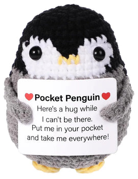 3 Pcs Handmade Positive Energy Penguin Doll With Card Home Decoration Knitting Penguin Doll Ornament Room Decor Christams Party Gifts