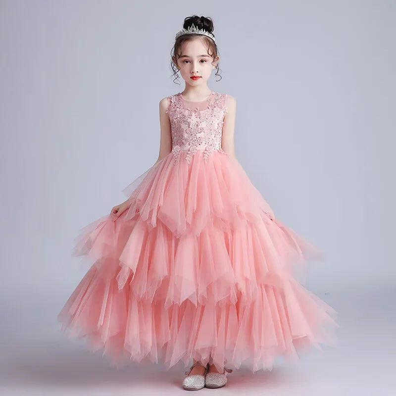 Summer New Girls Party Dresses for Evening Long Puffy Princess Dress Big Child Wedding Dress