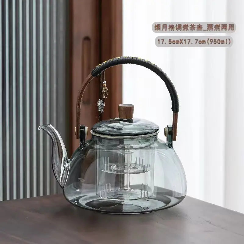 Heat Resistant Glass Coffee and Tea Kettle with Loop Handle 950ml