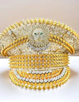Golden Steampunk Captain Hat Rhinestone for Burning Man Festival Woman Rave Festivals Accessories & Party Caps for Man