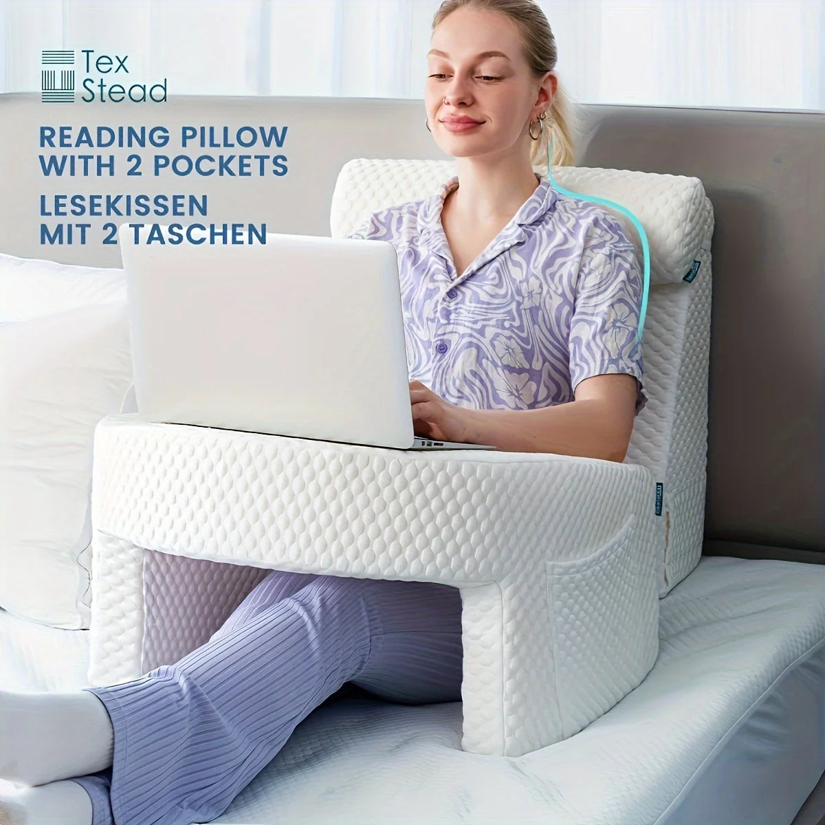 Reading Pillow for Gaming, Extra Large Arm Rest Pillow for Adult, Memory Foam Bed Rest Pillow for Reading, Working,with Rem,1 PC