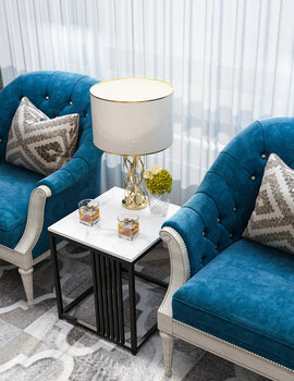 Luxury Sofa Side Coffee Table White Square Marble End Table for Living Room Bedroom Balcony