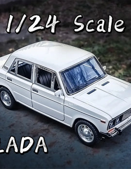 1/24 Scale LADA Toy Car Model Alloy Diecast 6 Doors Opened Pull Back Sound Light Scale Model Car Toys for Boys Collectible Gifts