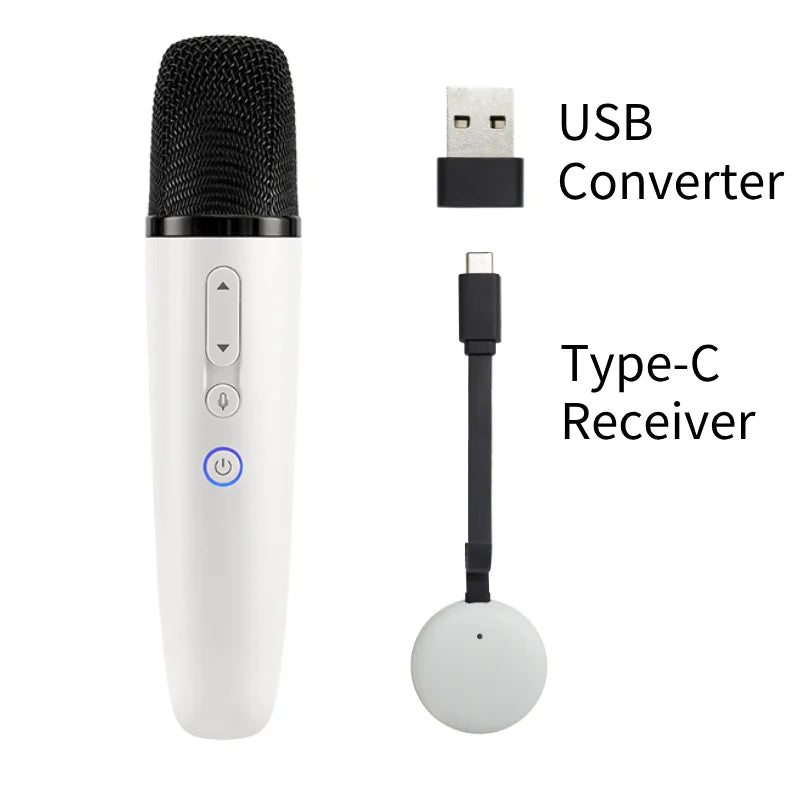 Q1 Tesla Car Karaoke Microphone for Model Y/3/X/Cybertruck, Wireless Rechargeable Handheld Mic with USB-A & USB-C Receiver