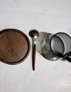 320ml American Latte Heat-resistant Glass Coffee Mug With Wooden Tray Spoon Milk Tea Cup Fresh Ground Cup Barista Cafe Access