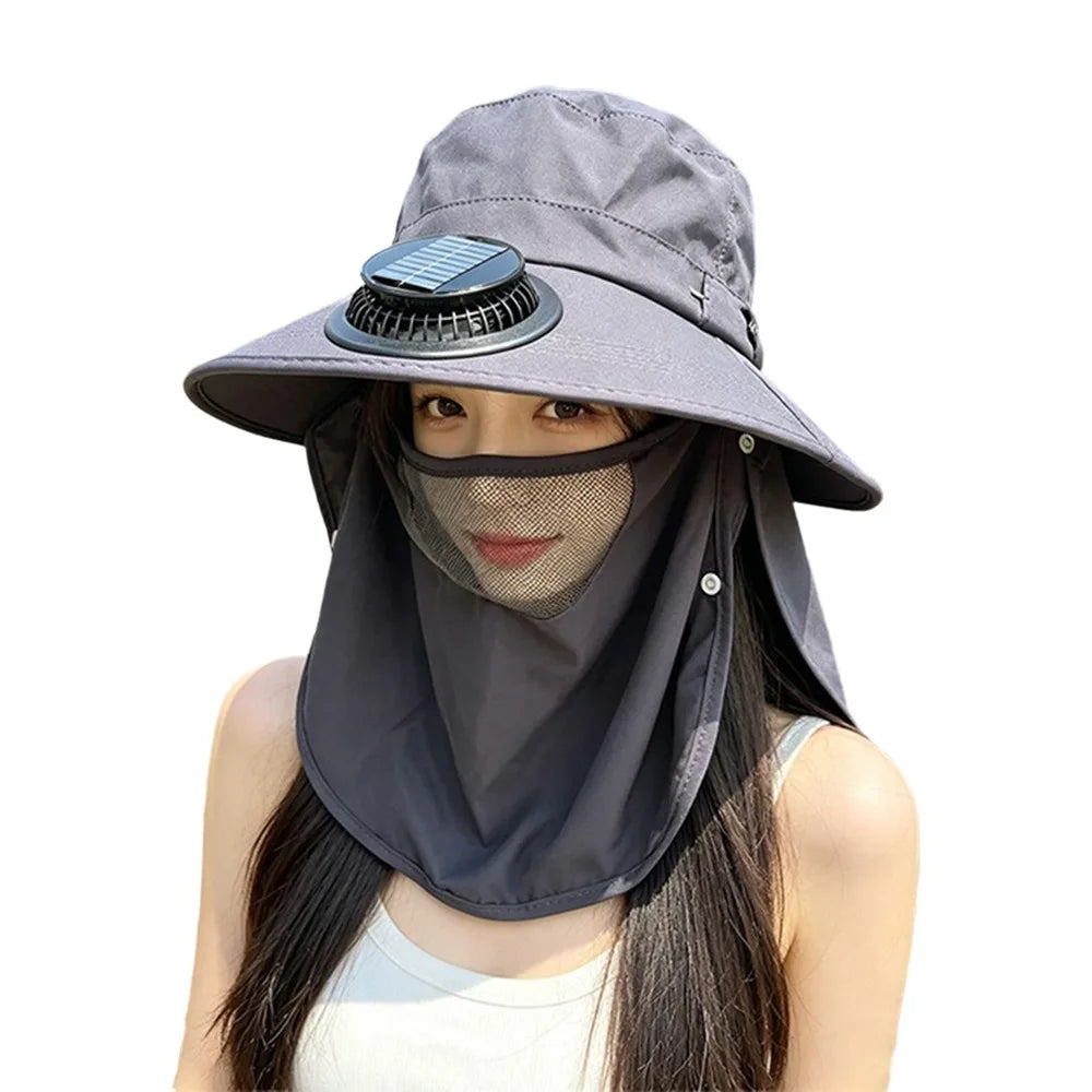 Portable Solar Fan Fisherman Hat With USB Charging