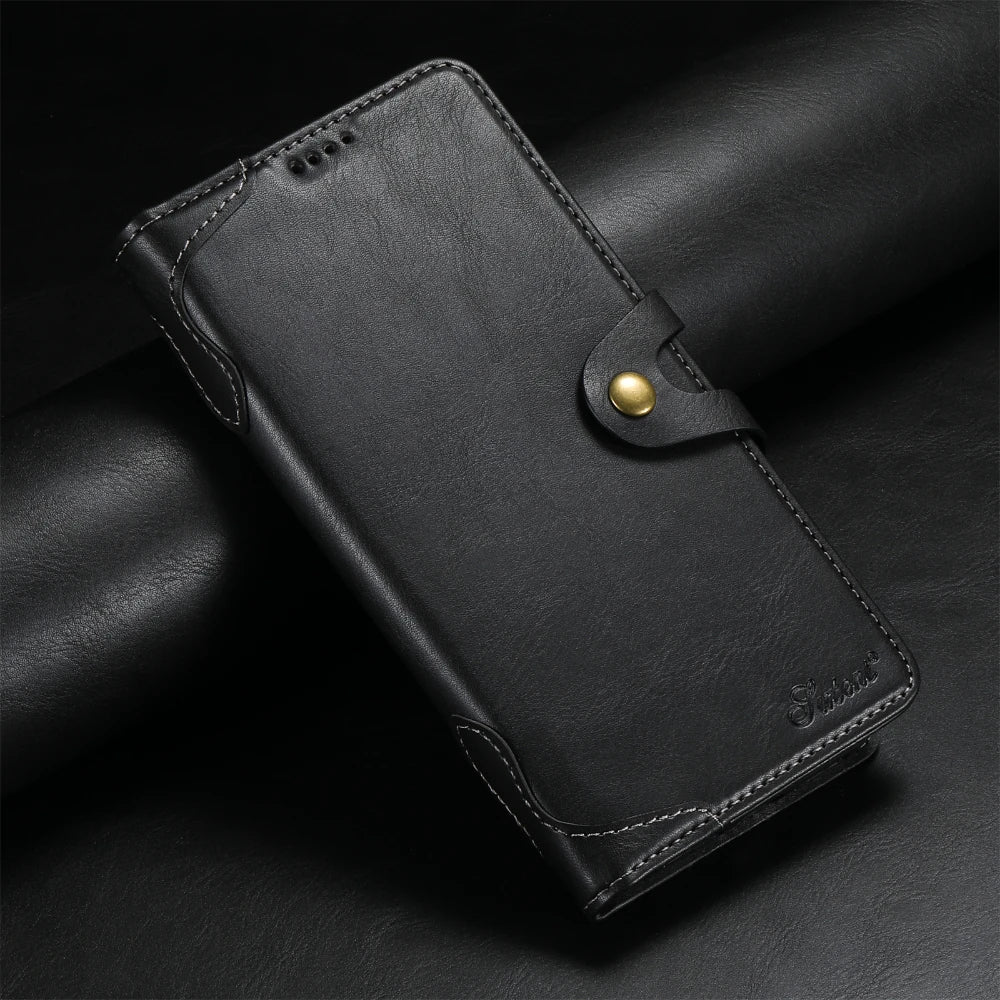 Flip Leather Wallet Phone Case for iPhone 16 15 Pro Max 14 Plus with Card Slot Holder Cover