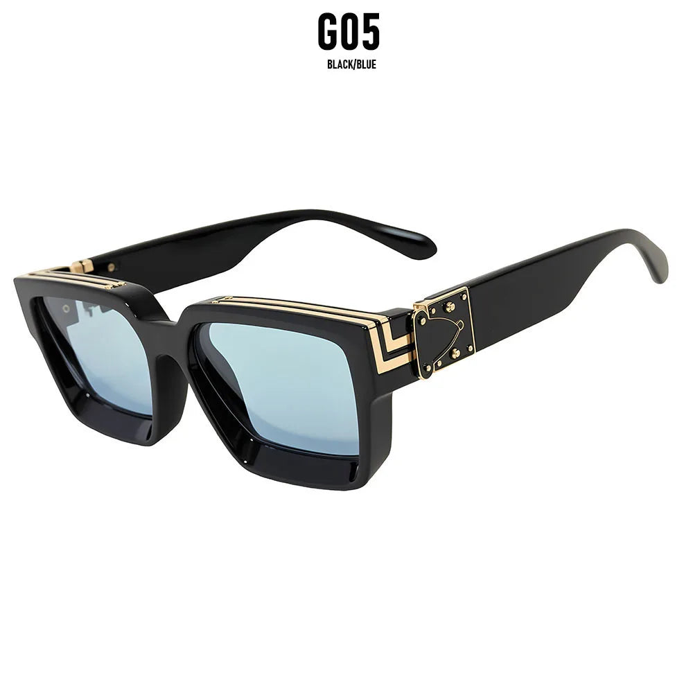 Vintage Square Thick Frame Sunglasses With UV400 Protection