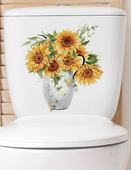 Green Plant Leaves Bathroom Toilet Sticker WC Closestool Wall Sticker Self Adhesive Mural Beautify Flower Home Decoration Decals