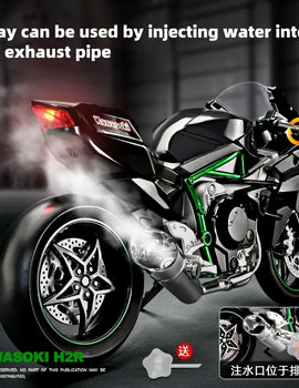 1:9 Kawasaki H2R With Spray Alloy Die Cast Motorcycle Model Toy Vehicle Collection Sound and Light Off Road Autocycle Toys Car