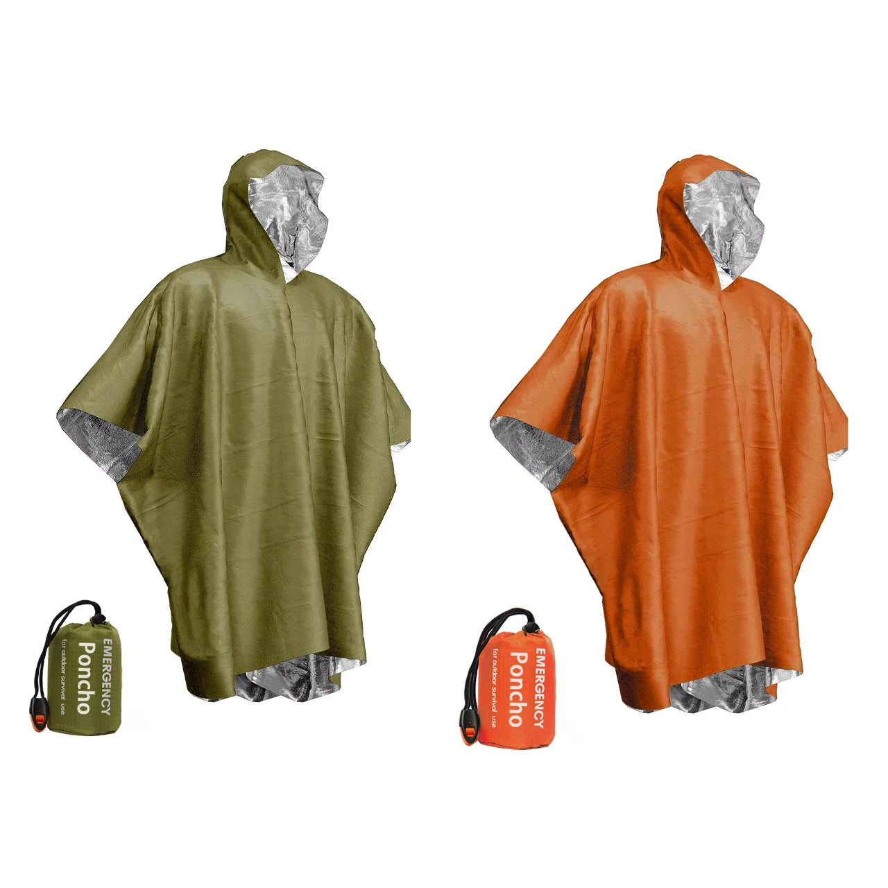Emergency Thermal Waterproof Rain Poncho and Survival Blanket