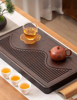 Household Portable Bamboo Tea Tray 48CM Tea Ceremony Wooden Tray Coffeeware Teaware Serving Tray For Chaban Tea Table