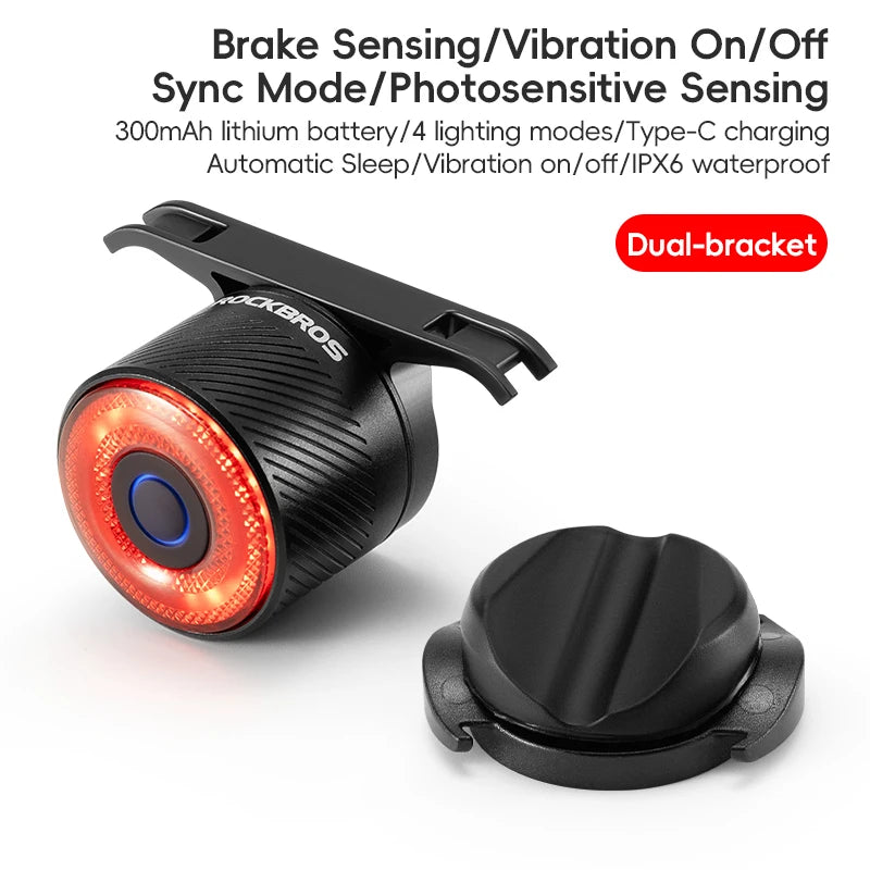Smart Brake Sensing Bike Taillight IPX6 Waterproof Type-C Synchronized Bicycle Rear Light MTB Road Cycling Tail Light