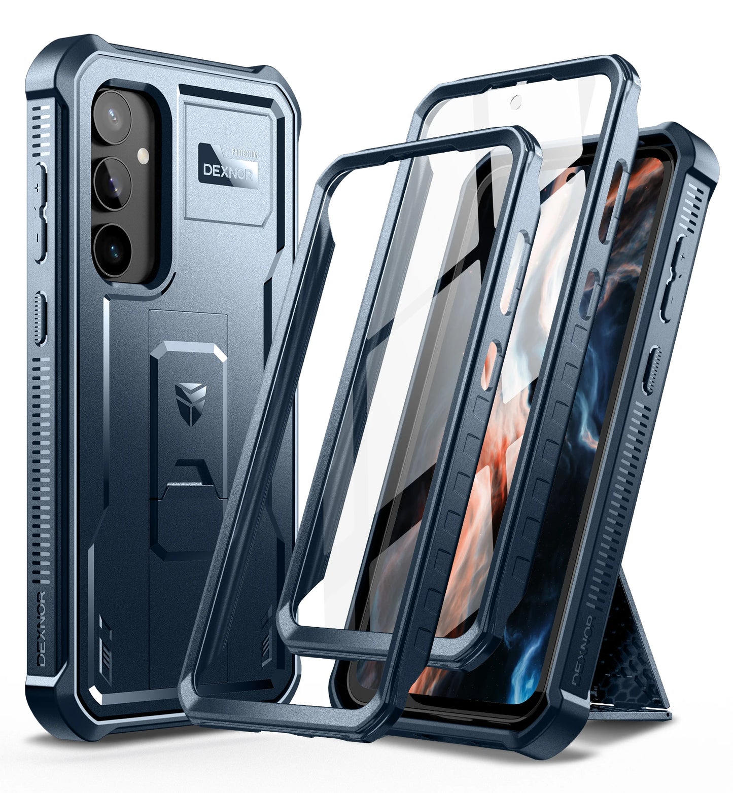 For Samsung Galaxy S23 FE 360 Full Body Bumper Military Grade Armor Shockproof Shell Case Bracket with Built in Screen Protector
