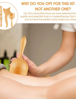 4 In 1 Wooden Therapy Massage Tools Anti Cellulite Massager Muscle Pain Relief Wooden Kit for Body Shaping & Sculpting