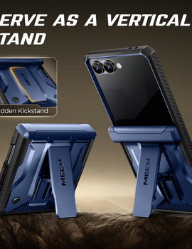 For Galaxy Z Flip 7 Case with Kickstand & 360° Rotatable Belt-Clip Built-in Privacy Screen Protector Hinge Protection Phone Case