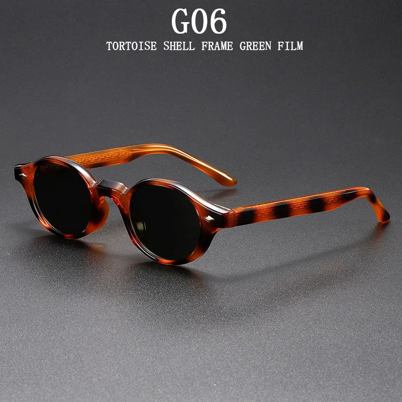 Vintage Oval Acetate Sunglasses With UV400 Protection