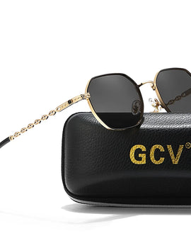 Rectangular square metal frame glasses, sunglasses, Polaroid lenses