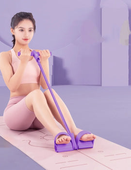 4-Tube Yoga Pedal Puller woman Resistance Bands Abdomen Waist Arm Training Elastic Pull Rope Fitness Equipment