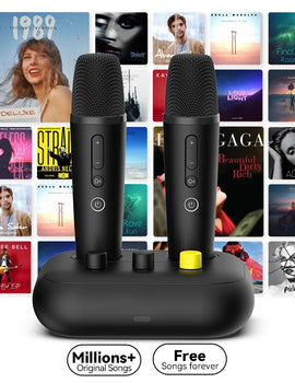 Puremic Karaoke Machine, Free Forever millions songs video MTV karaoke songs streaming karaoke Home Karaoke no Ads with 2 mics