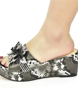 High Heels Women Ladies PU Wedges Shoes Ladies Shoes and Sandals Fashion Platform Leopard Pattern Rhinestone Woman Pumps