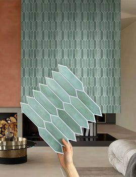 3D Decorative Green Tile Stickers, Self-adhesive Hexagon Wall Stickers, Water and Mold Resistant, Easy to DIY, 30cm x 30cm