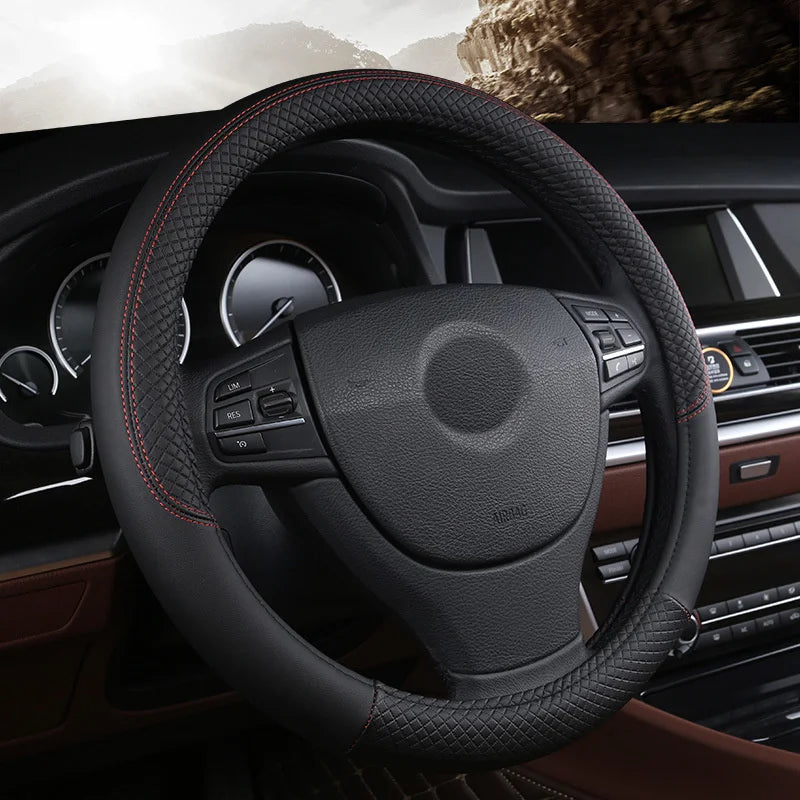 Universal Microfiber Leather Car Steering Wheel Cover 37CM 38CM