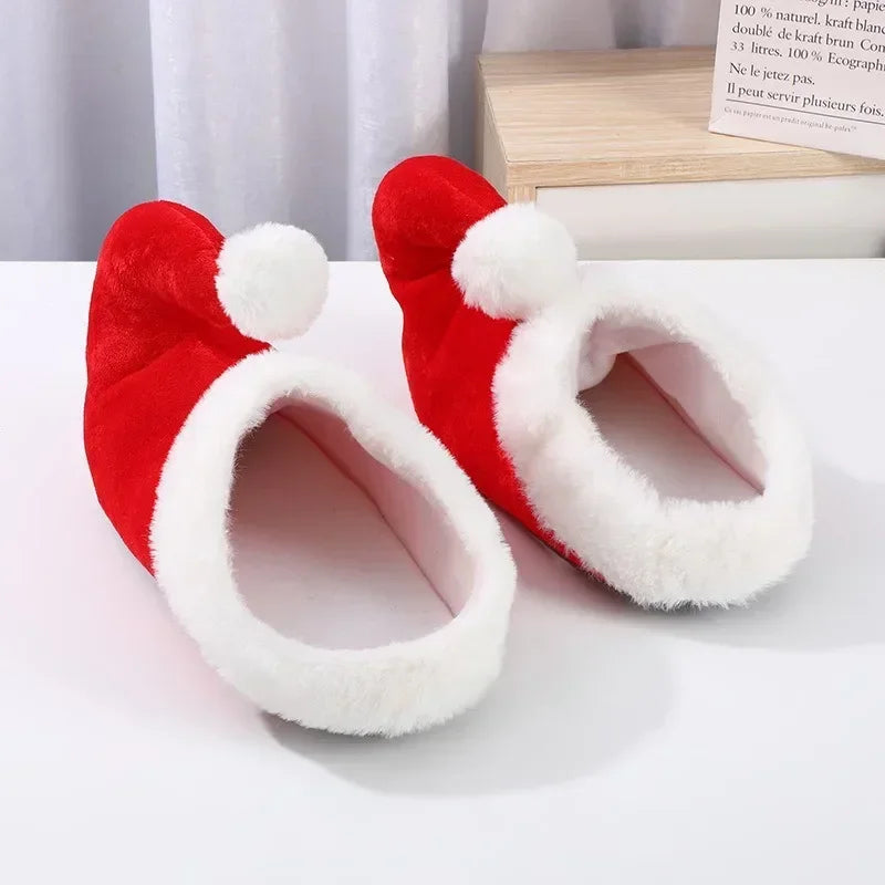 Christmas Decoration Slippers Cotton Slippers Santa Claus Elf Shoes Toe Anti-slip Warm Slippers for Adults Christmas Party