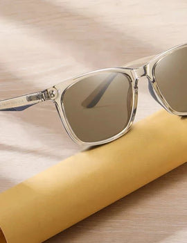 Square Polarized Sunglasses for Men and Women Retro Brown Blue Ocean Lens