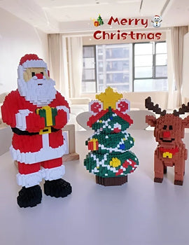 Santa Claus Elk Christmas Tree Building Blocks Toy Set Small Particle Bricks Building Blocks Toys Christmas Gift