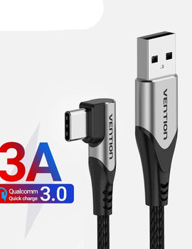 USB C Cable 90 Degree Fast Charger USB A to Type C Cable for Huawei Honor Xiaomi Redmi Samsung Mobile Phone USB-C Cord