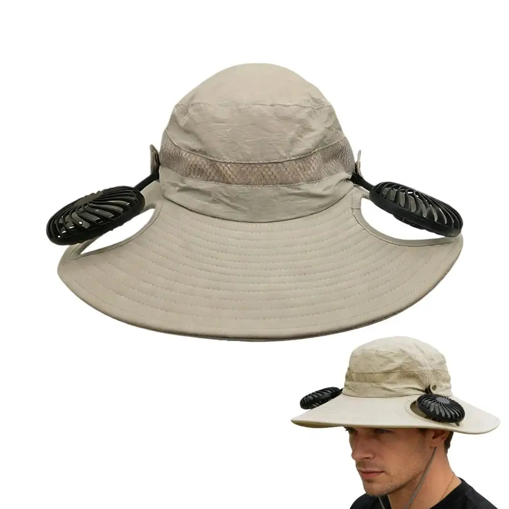 Wide Brim Sun Hat With Dual Fan And USB Charging