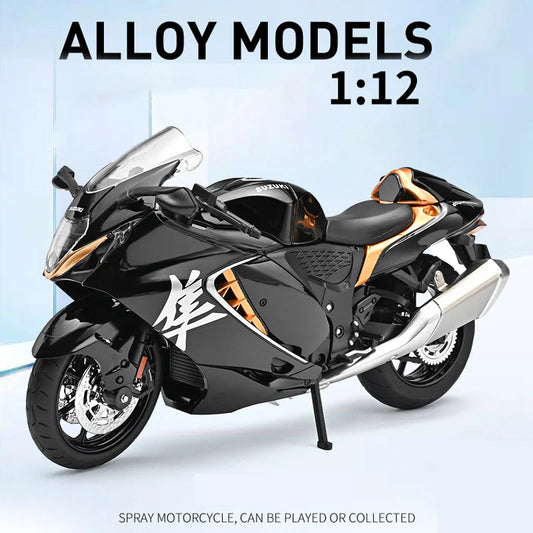 1:12 Suzuki Hayabusa Alloy Die Cast Motorcycle Model Vehicle Collection Sound and Light Off Road Autocycle Toys Car