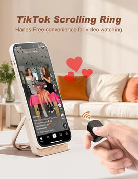 Tiktok Scrolling Ring Tiktok Remote Control Is Suitable for Iphone, iPad Bluetooth Page Turning Ring Roller, Both Camera Shutter, Short Video and Music Remote Control Function, Compatible with Ios and Android Phones