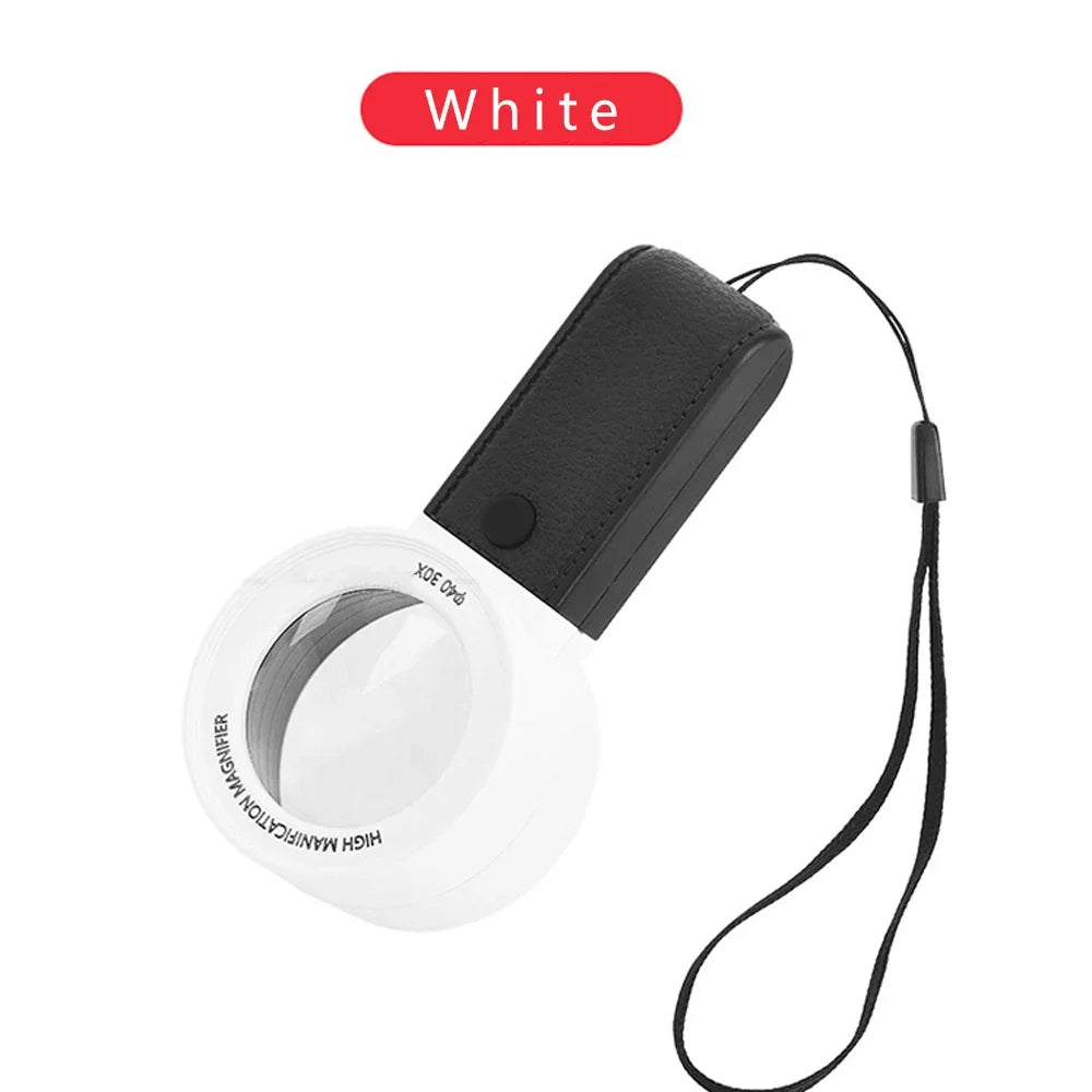30X LED UV Magnifying Glass Handheld Loupe Dual Lens