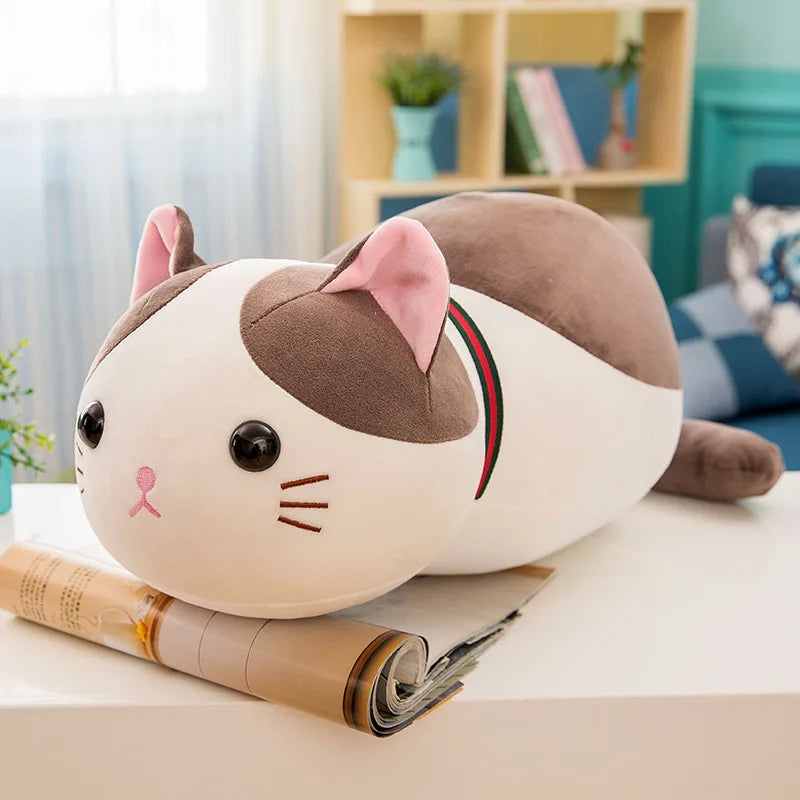 Kawaii Plush Toy Cute Cat Pillow Stuffed Doll Soft Cuddly Animal for Kids Birthday Gift Perfect Sleep Companion and Pet Style