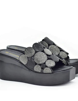 Women Bling High Heel Pumps Ladies Wedding Shoes with Rhinestone Wedges Slides Party Sandals Platform Slipper Peep Toe Shoes