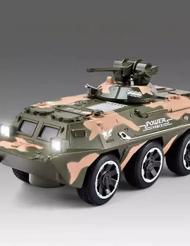 1:32 Scale Armored Personnel Carrier Model Car Toy Alloy Military Chariot Toy Models Music Light Pull Back Ornament Gift for